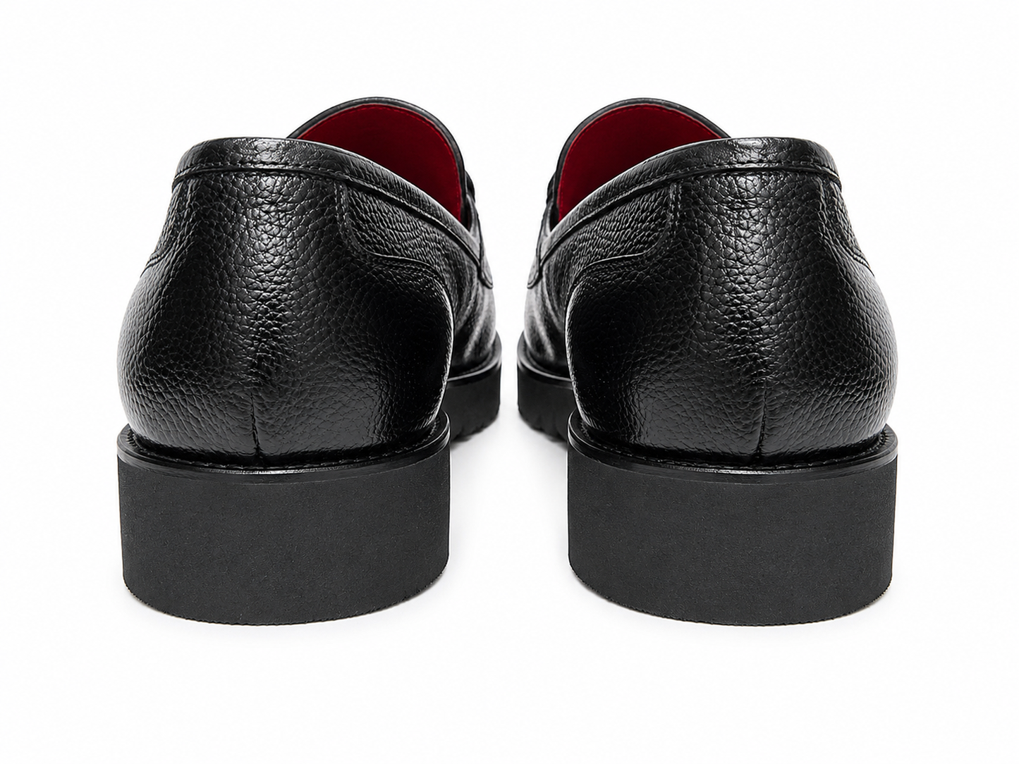 Black Istanbul Fashion by Raad Red Bottom Leather Shoes With Silver Finish Metal and Higher Bottom-601
