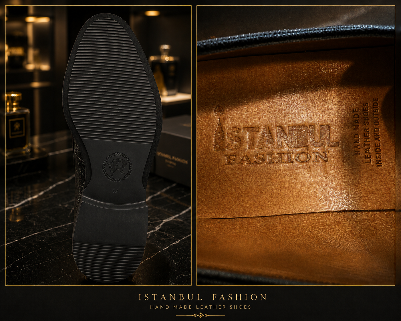 Premium Turkish Leather - Black IF. Shoes with Chrome Hardware- 2045-4