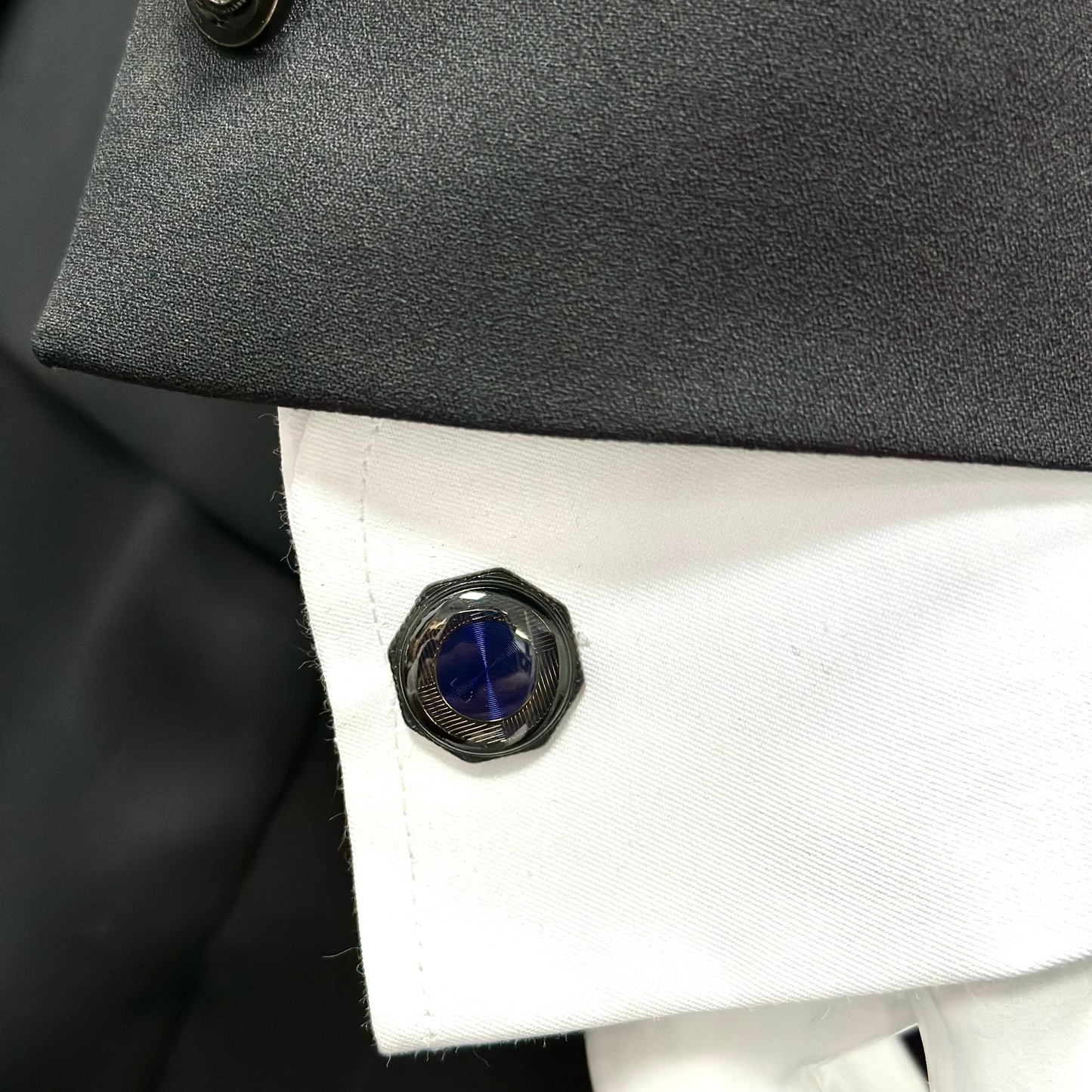 Elegant Combination of Black and Royal Blue Istanbul Fashion Cufflinks - 36
