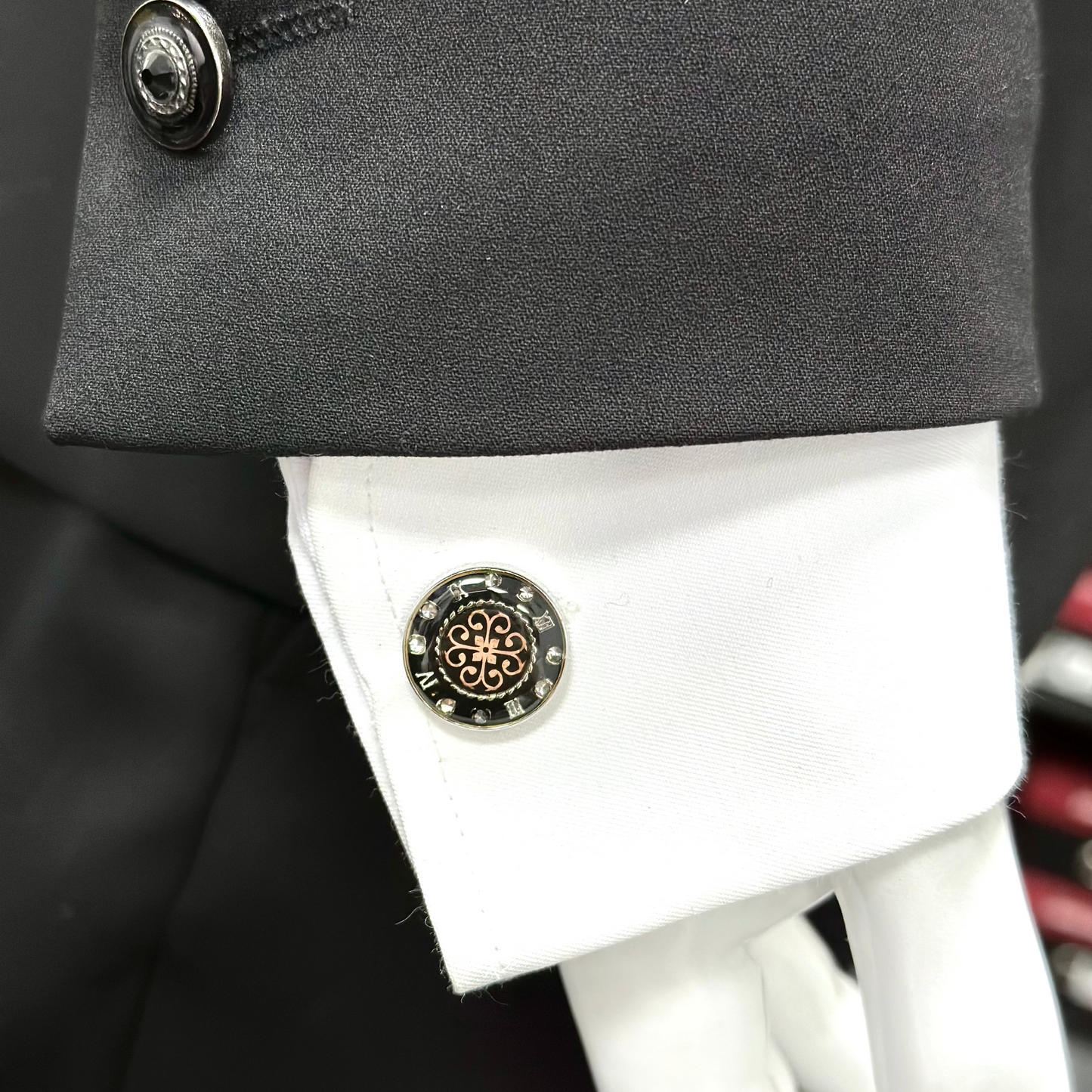 Elegant Mixed Details of Black and Rose Gold on Silver Finish- Istanbul Fashion Cufflinks - 39