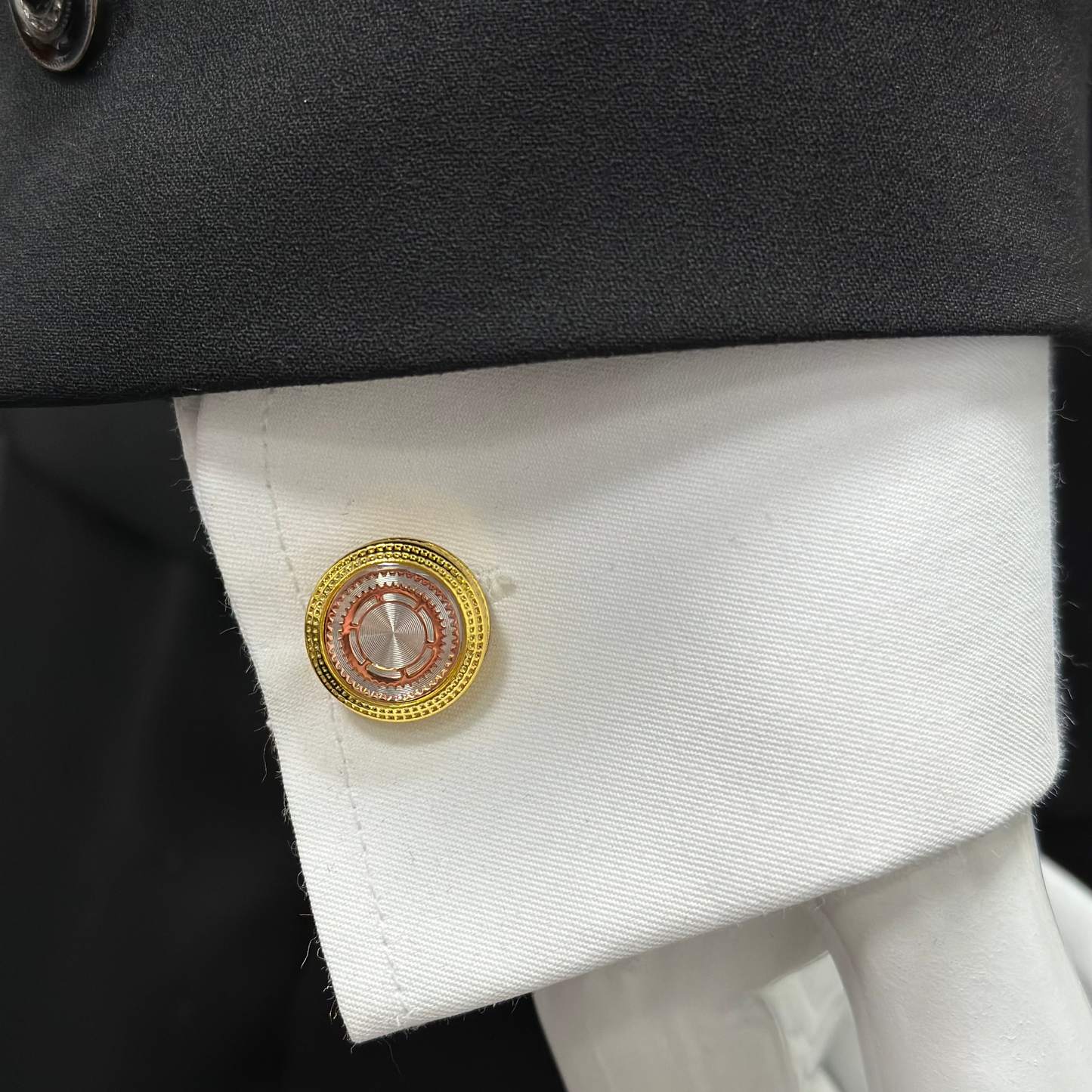 Royal Golden Detailed combined with Silver on Shiny Finish- Istanbul Fashion Cufflinks - 41
