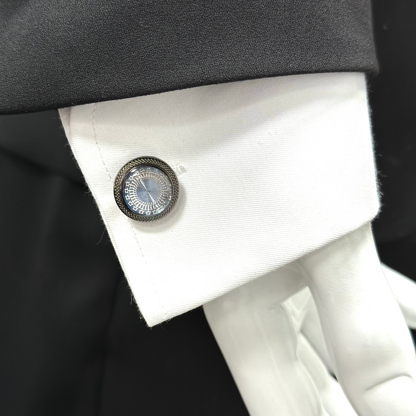 Luxury Chrome Combined with Blue Details - Istanbul Fashion Cufflinks - 42