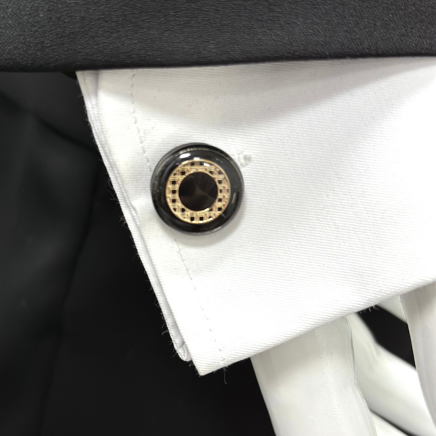 Round Black Exterior and Interior with a Touch of Gold Shimmer - Istanbul Fashion Cufflinks - 62