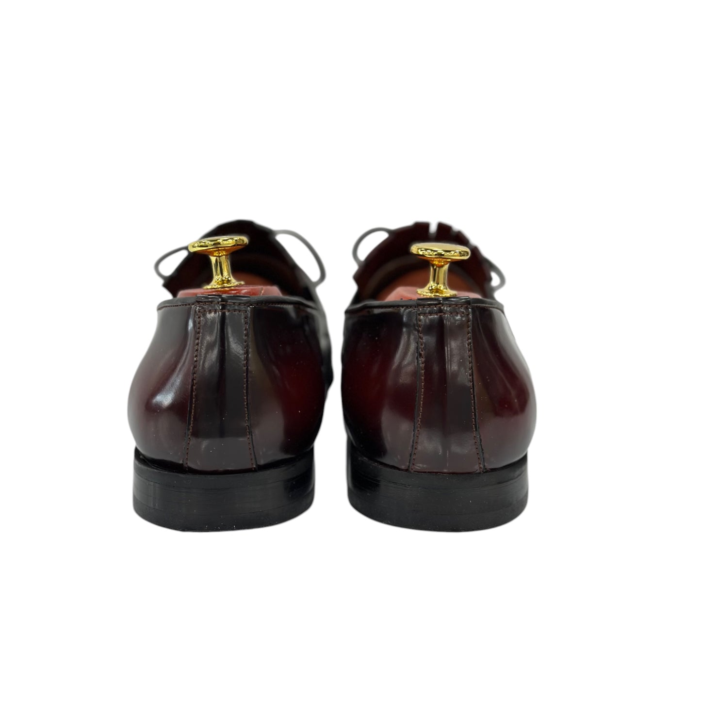 Glossy-Dark Cherry Dress Shoes with Textured Detailing made with Hight Quality Leather-9090