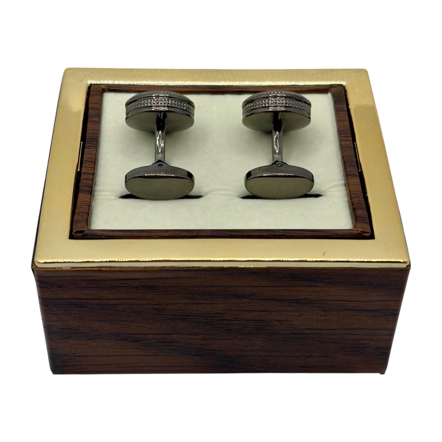 Glossy Black Round Round Istanbul Fashion Cufflinks Detailed with Black and Shiny Silver - 31