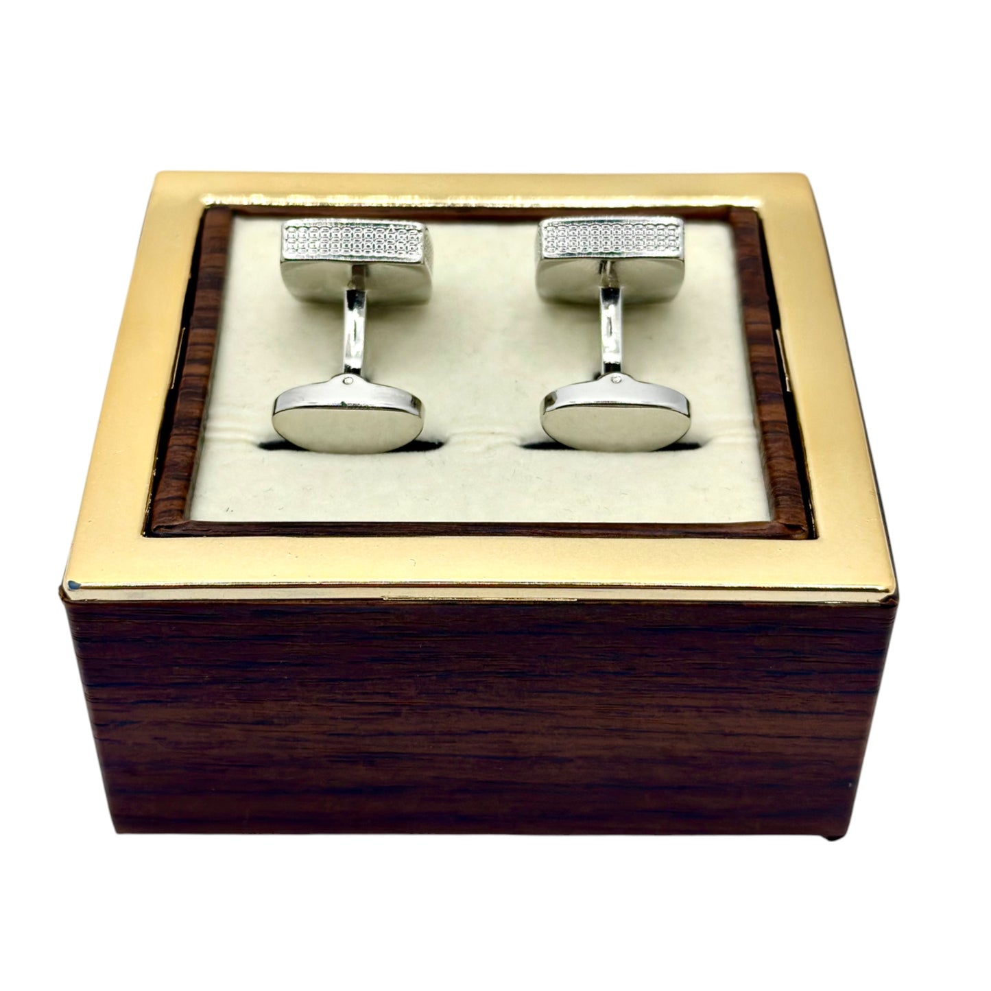 Square Istanbul Fashion Cufflinks - Silver with Crystals Details - 10