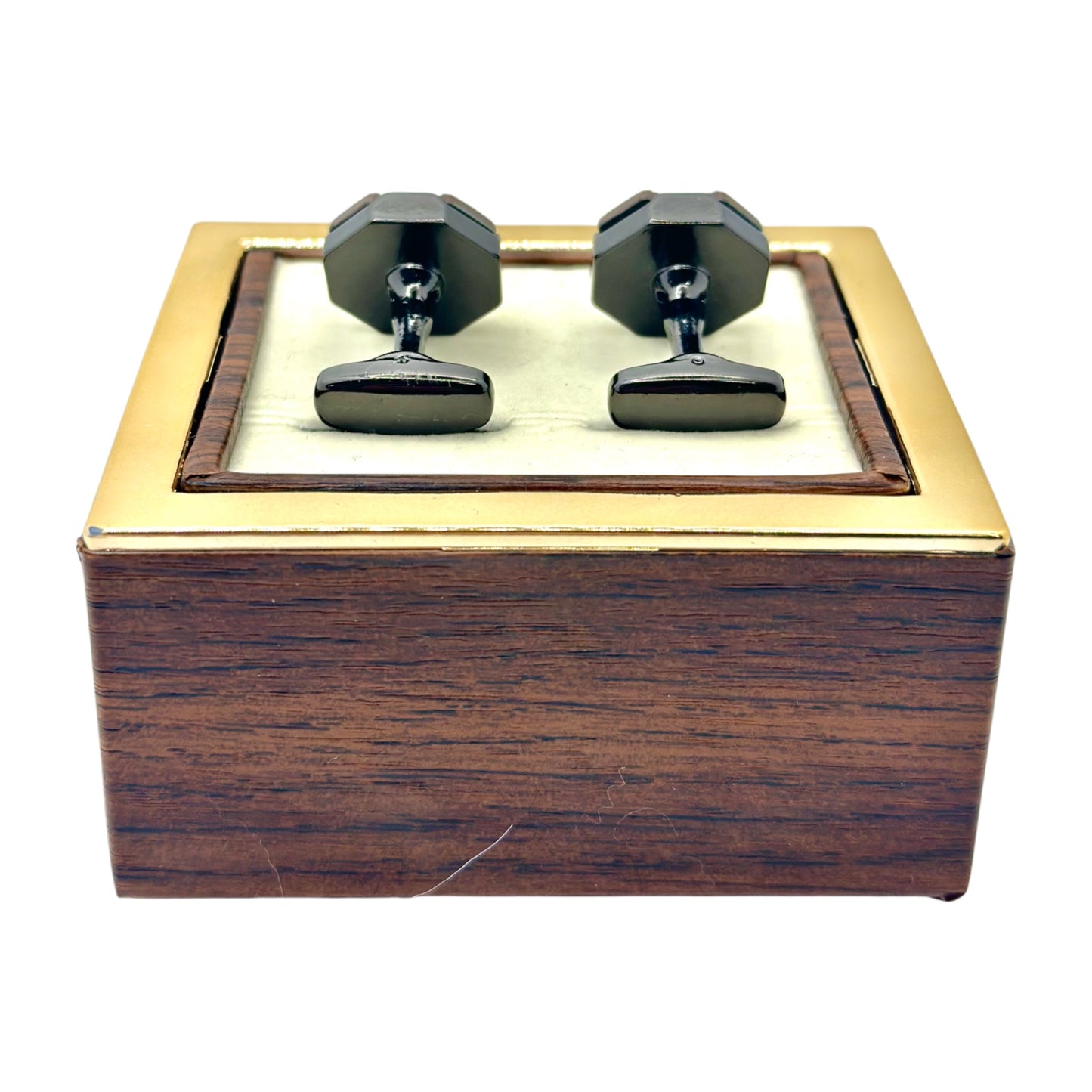 Octagon Crossed Istanbul Fashion Cufflinks - Chrome with Black Details - 6