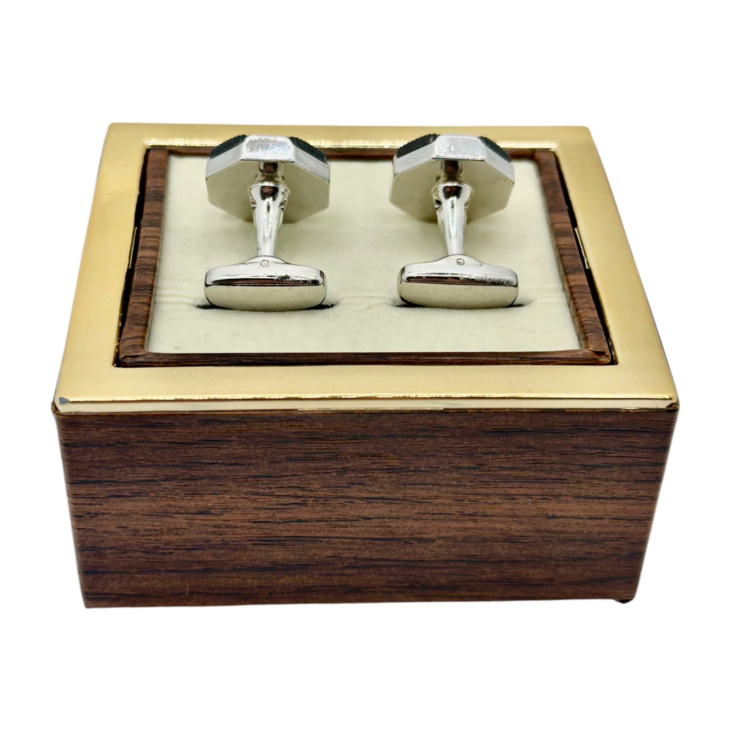 Octagon Crossed Istanbul Fashion Cufflinks - Silver with Black Details -9