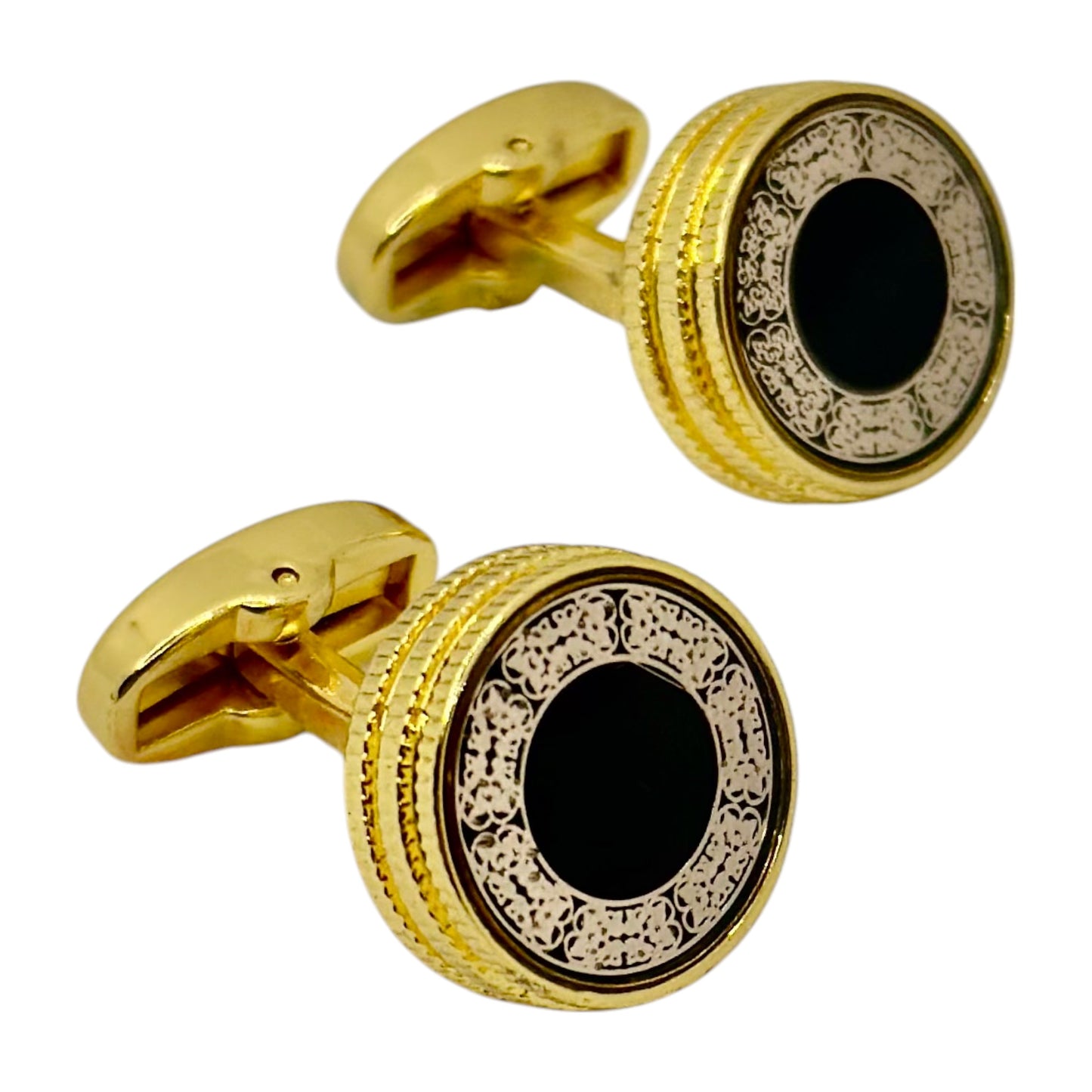 Luxury Round Istanbul Fashion Cufflinks Detailed Black and Rose Gold- 21