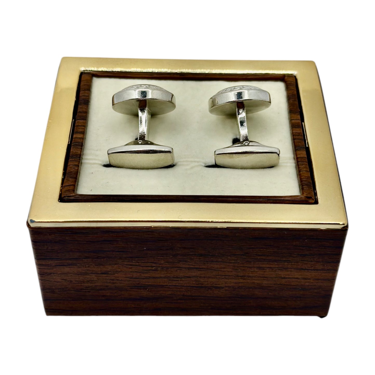Round Istanbul Fashion Cufflinks Detailed Silver and Black Details - 17