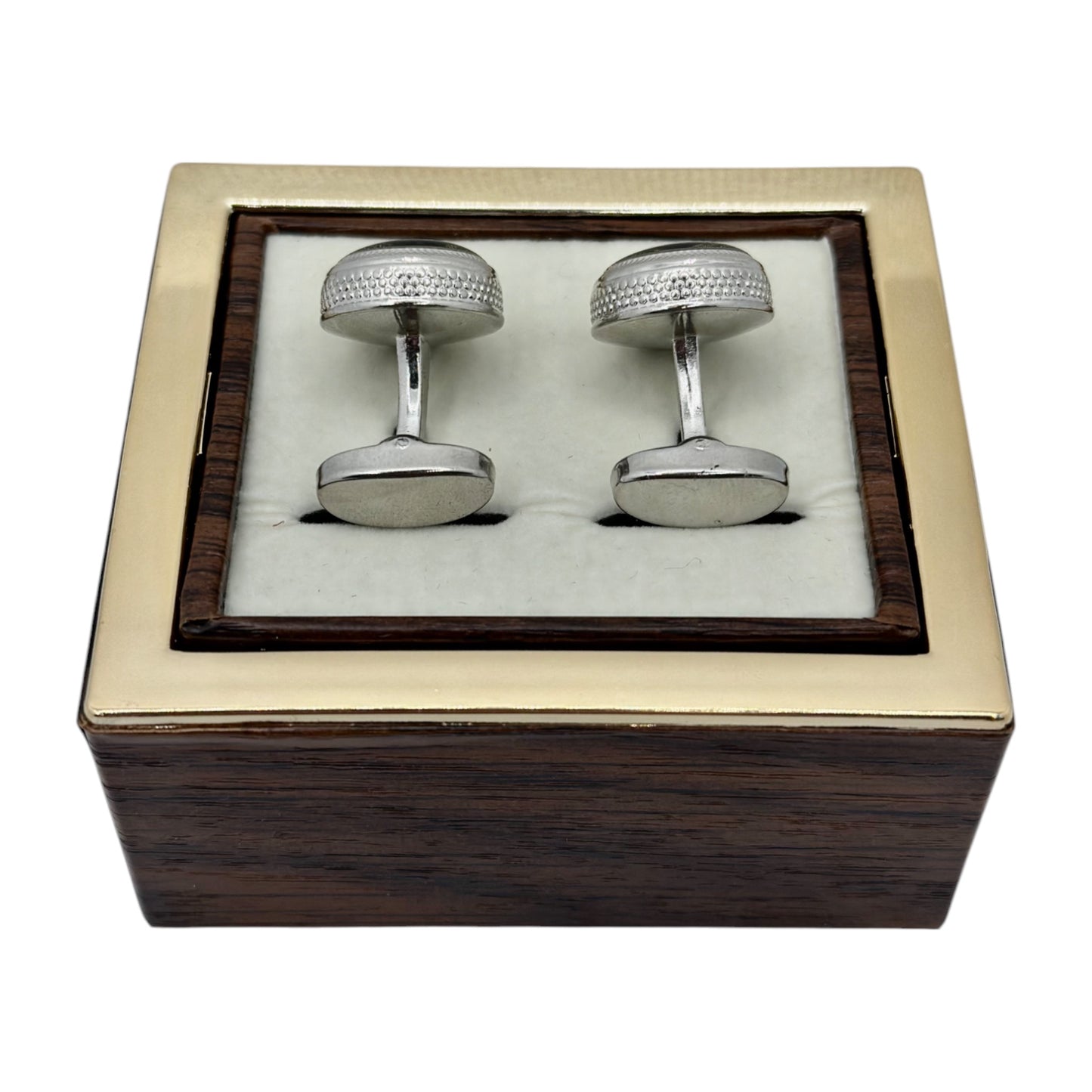 Fashionable Round Istanbul Fashion Cufflinks Detailed with Silver and Black Interior- 24