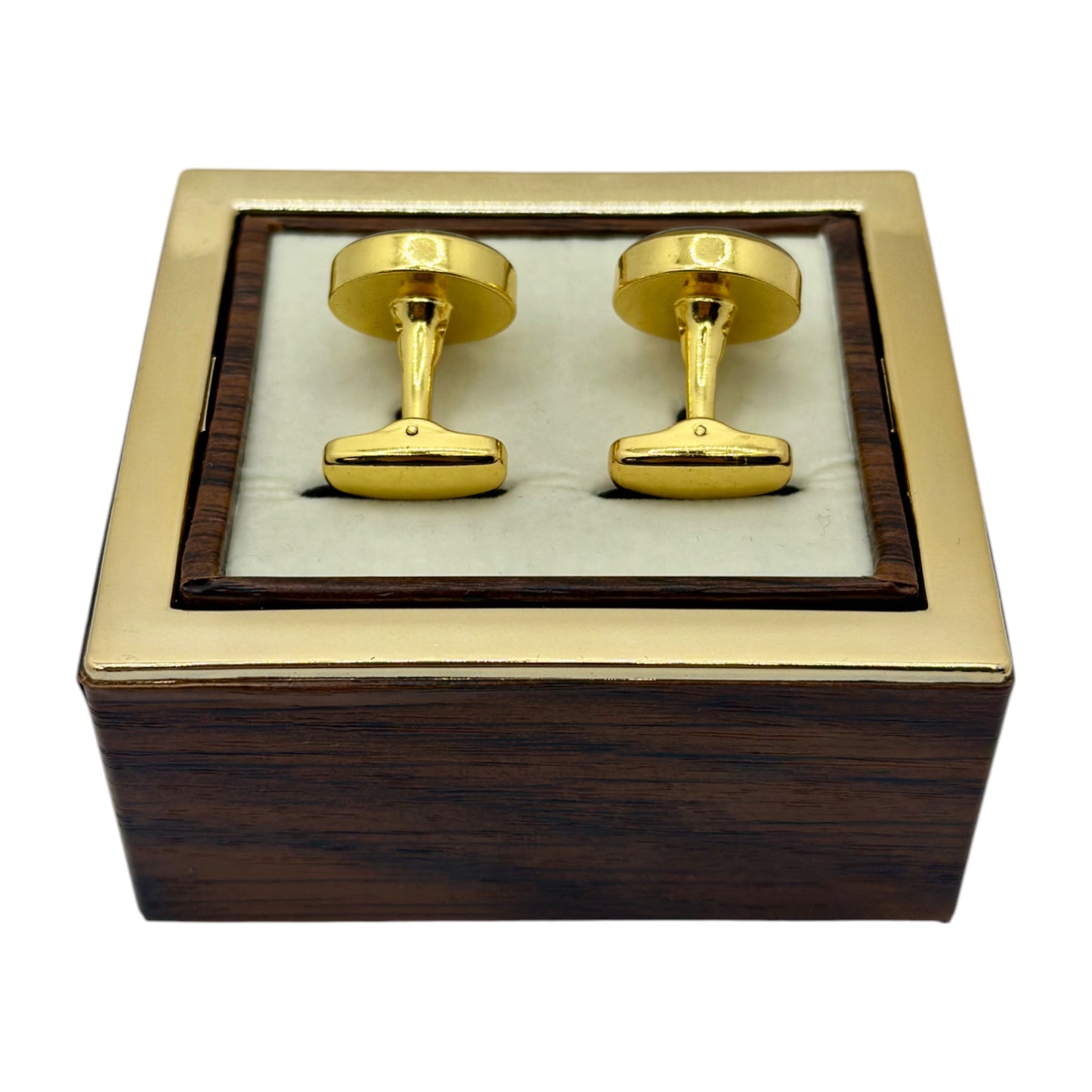 Gold Black Round Round Istanbul Fashion Cufflinks Detailed with Black, Shiny Silver and Gold - 32
