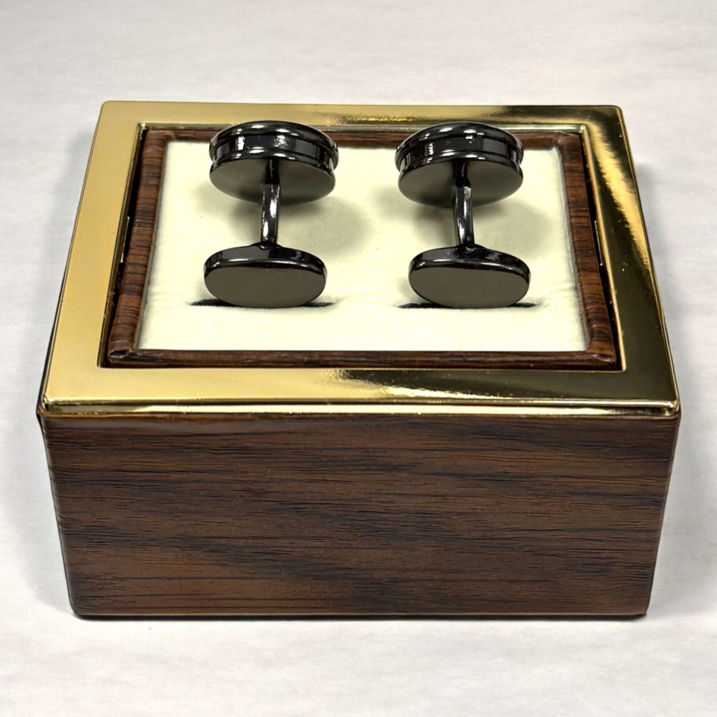 Round Black Exterior and Interior with a Touch of Gold Shimmer - Istanbul Fashion Cufflinks - 62