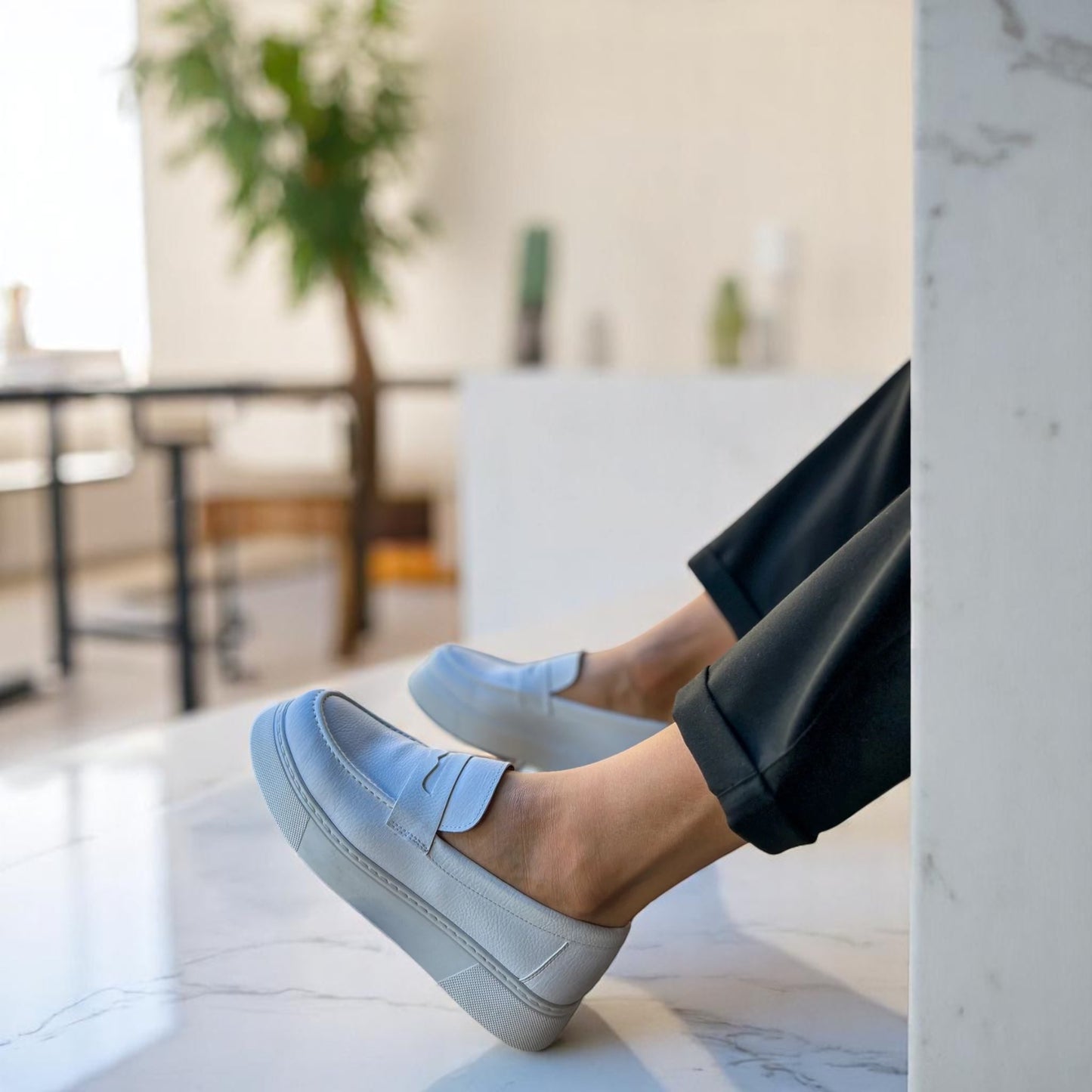 White -Height Increase - Men Sneakers with Modern Details  - W-217