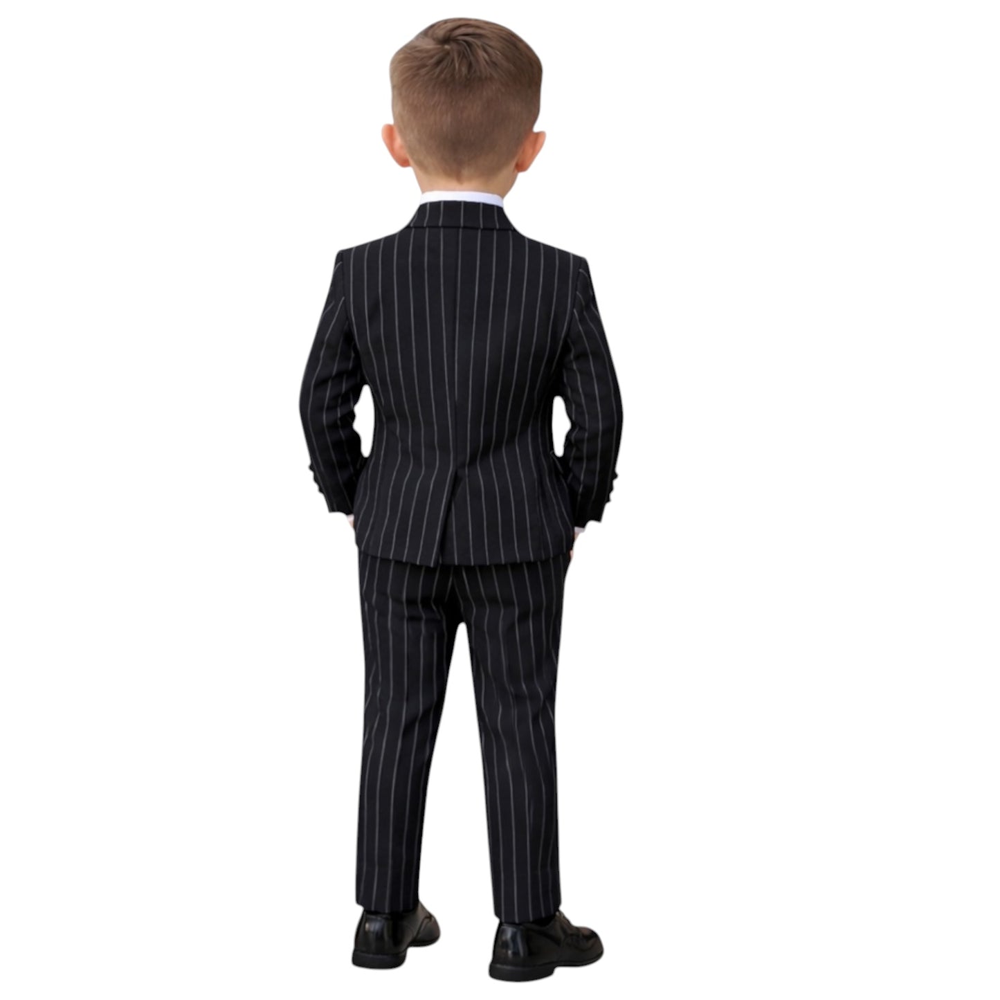 Kids Full Suit -  Double Breast Black White stripes Jacket with Vest, and Pants