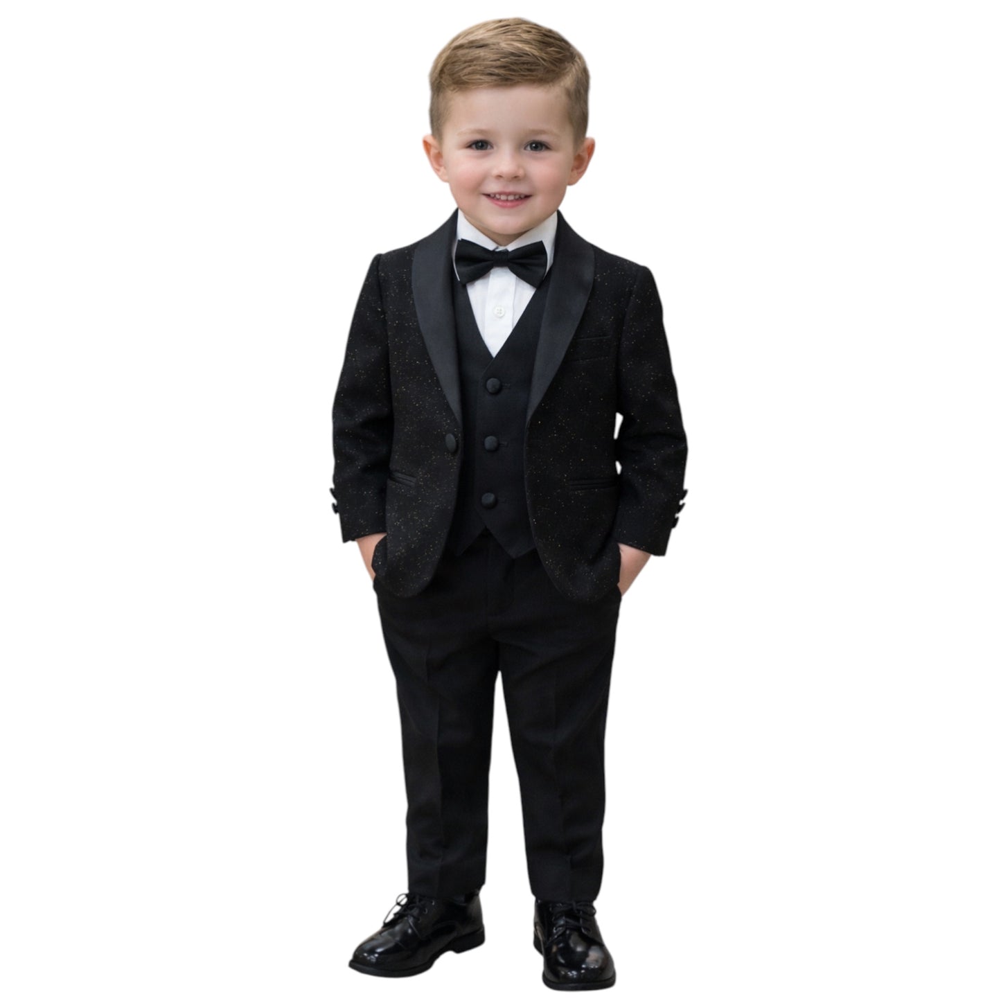Kids Full Suit - Black Sparkly Jacket, Vest, and Pants
