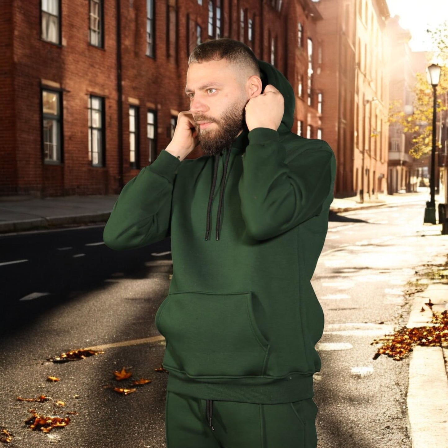 Two-Pieces Set Dark  Green- Hoodie and Sweatpants