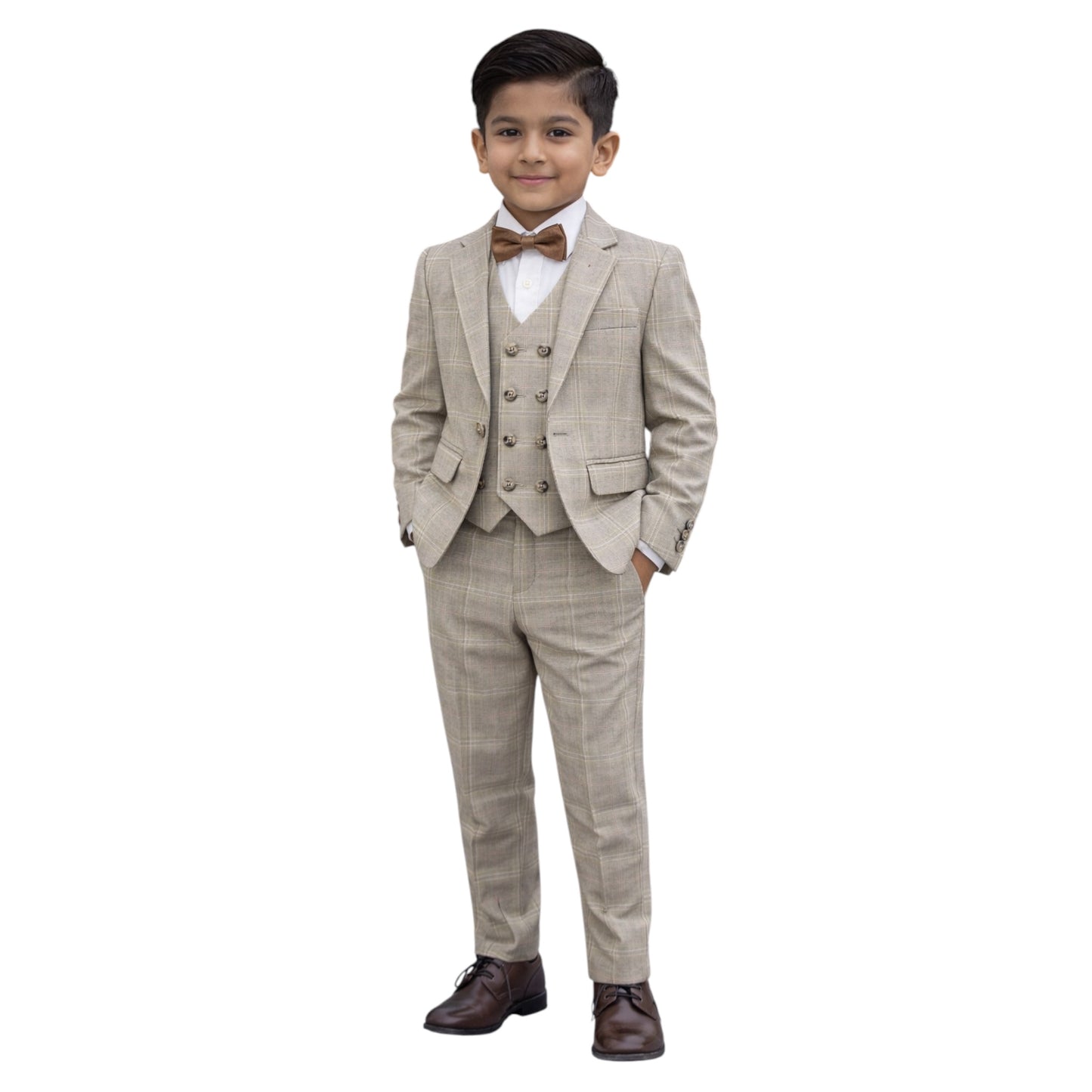 Kids Full Suit -  Tan  Jacket, Vest, and Pants