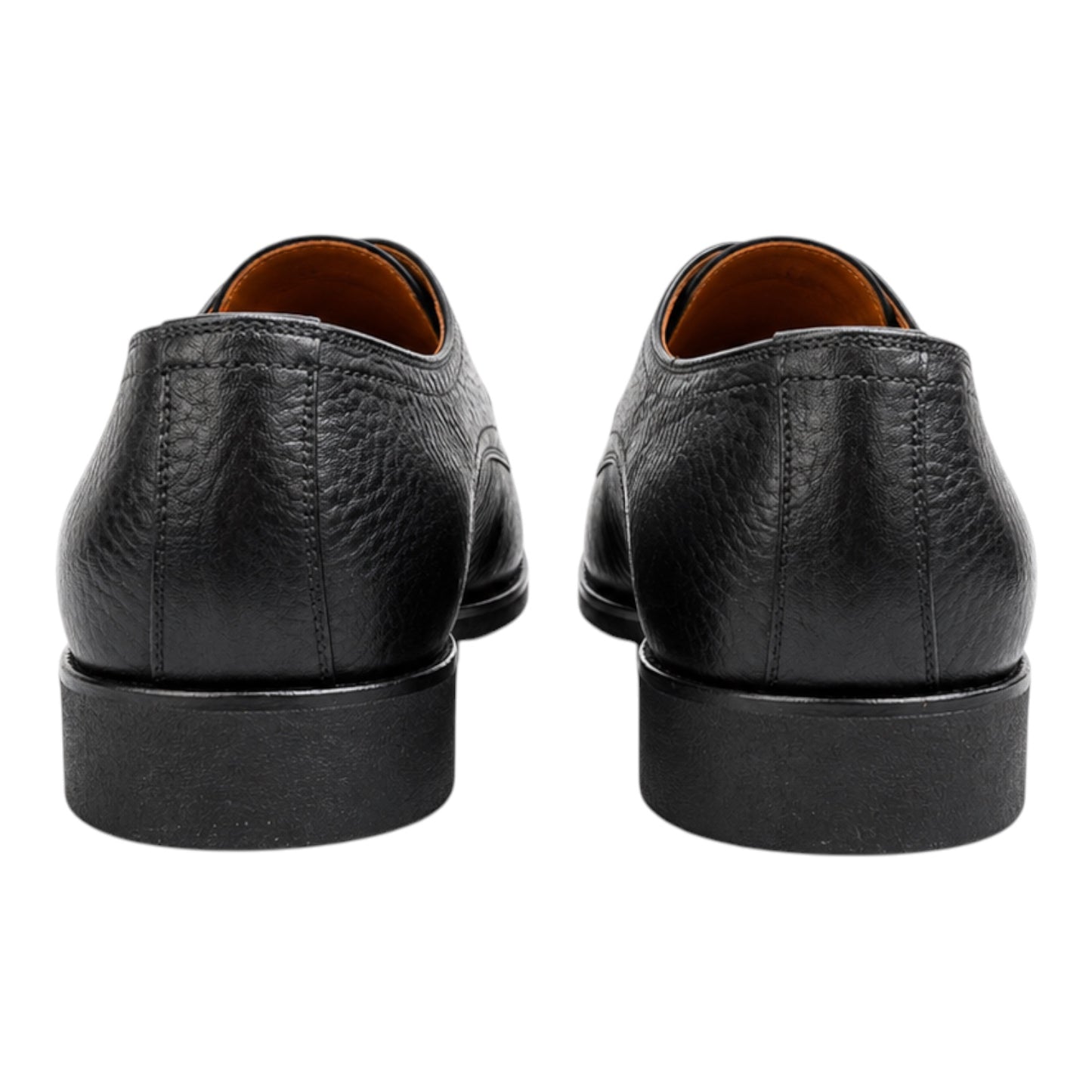 Premium Turkish Leather -  Black IF. Shoes with Texture Leather and Lace - 3416