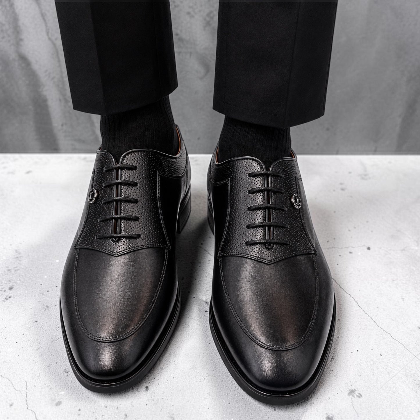 Premium Turkish Leather -  Black IF. Shoes with Solid Leather and Lace - 3407
