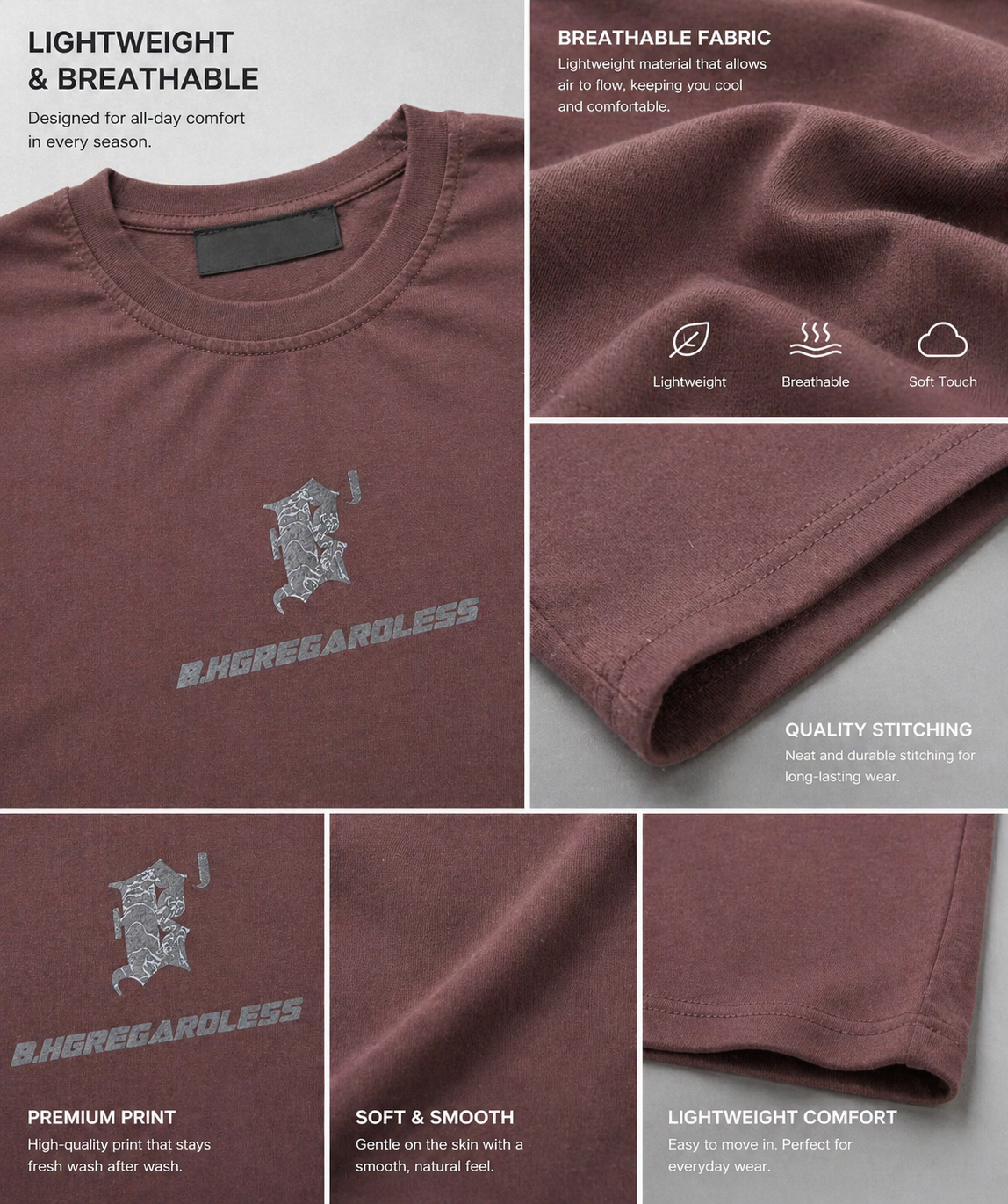 Comfortable  Summer T-Shirt- Brown
