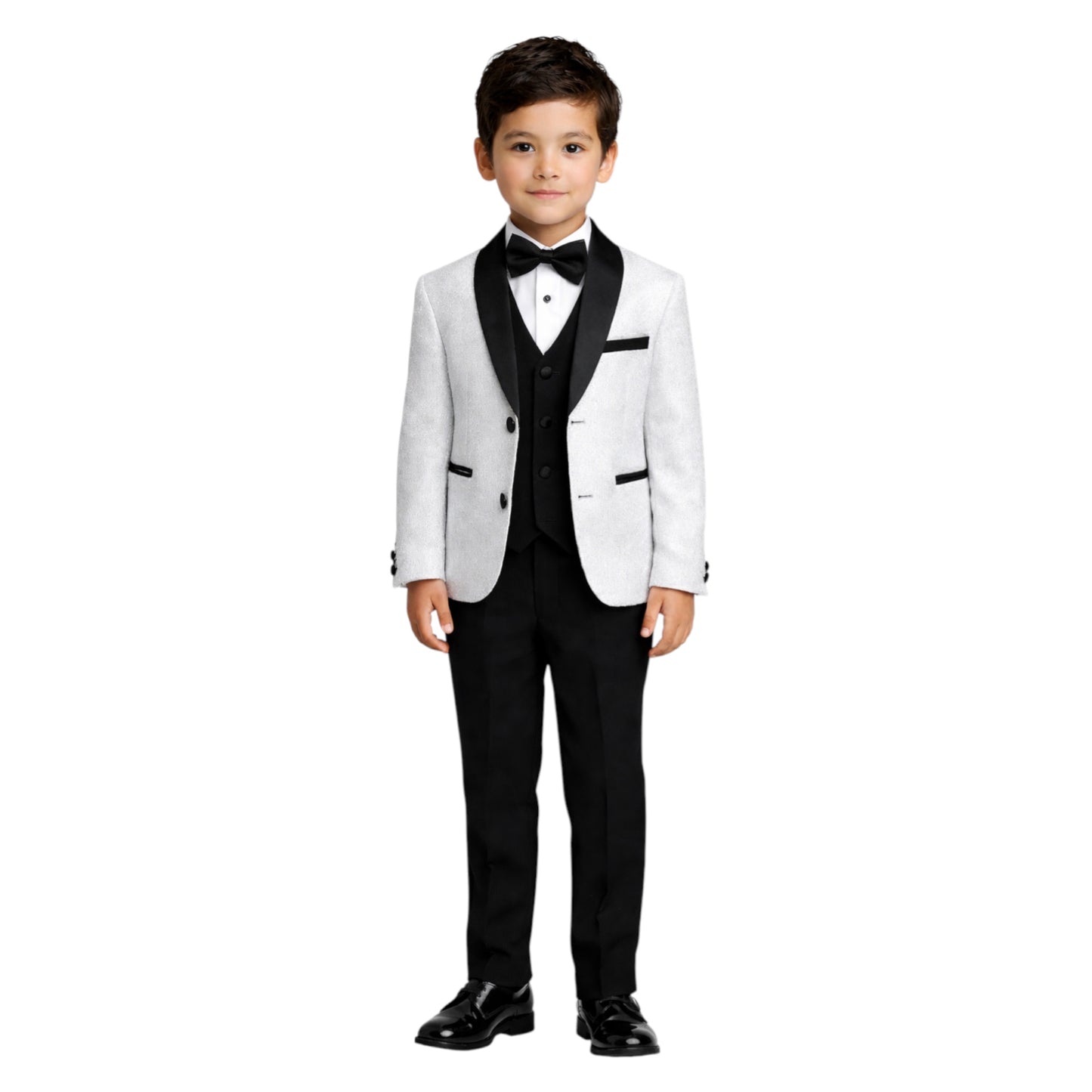 Kids Full Suit -  Sparkly White Jacket, Vest, and Pants