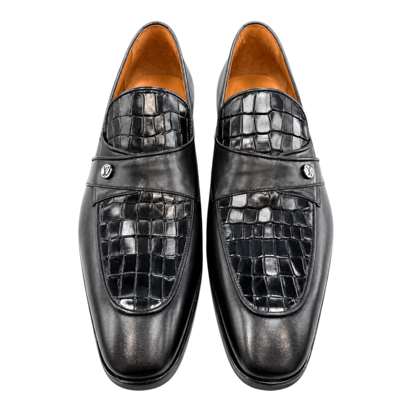 Premium Turkish Leather -  Black IF. Shoes with Different Texture Leather - 8117