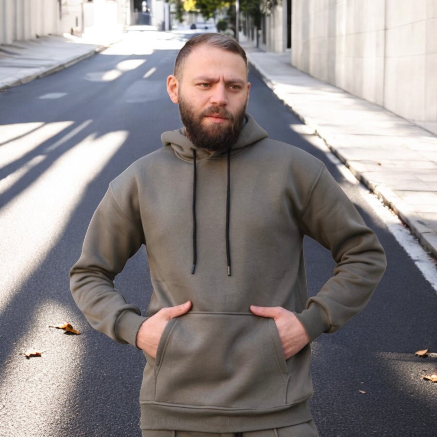 Two-Pieces Set Dusty Olive Green - Hoodie and Sweatpants