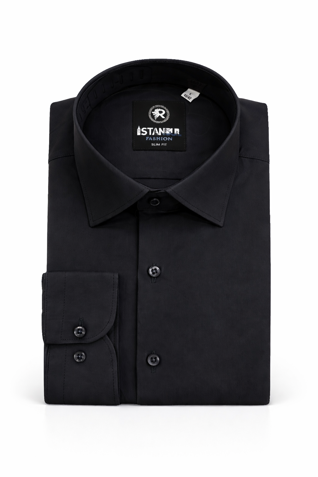 Black - Men Long Sleeves  Formal Solid, Dress Shirt in Slim Fit  Style