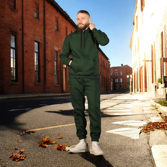 Two-Pieces Set Dark  Green- Hoodie and Sweatpants
