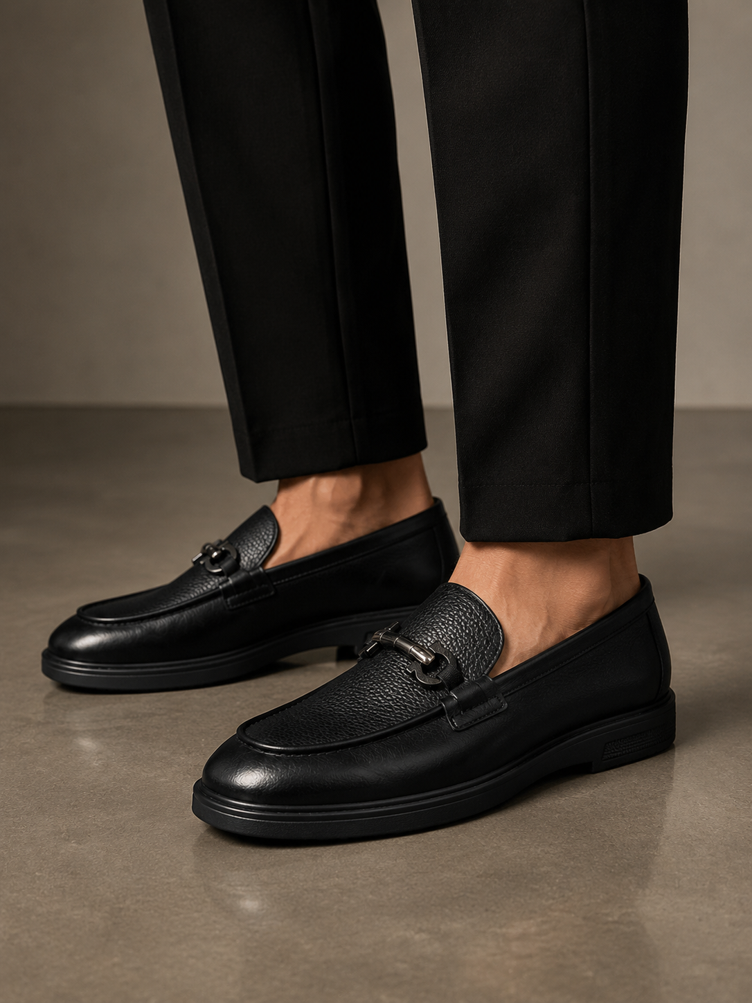 Premium Turkish Leather -  Black IF. Shoes with Black Hardware- 8073