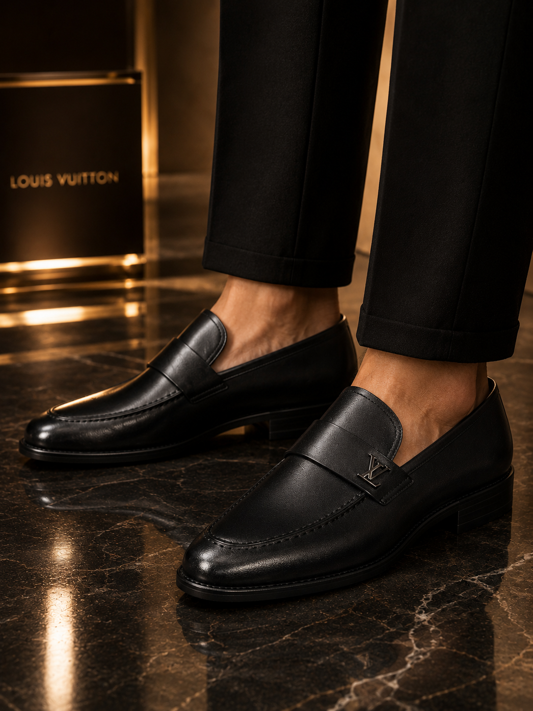 Premium Turkish Leather -  Black  IF. Shoes with Chrome Hardware- 2045-4