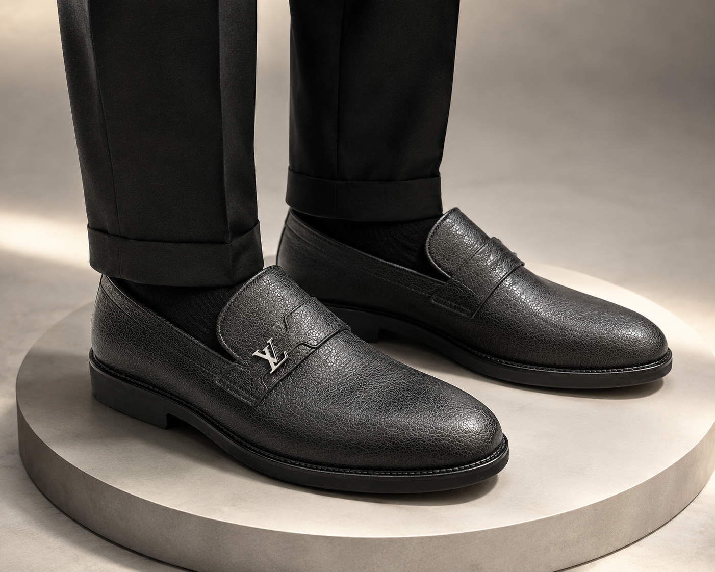 Premium Turkish Leather -  Black IF. Shoes with Silver Hardware- 7952
