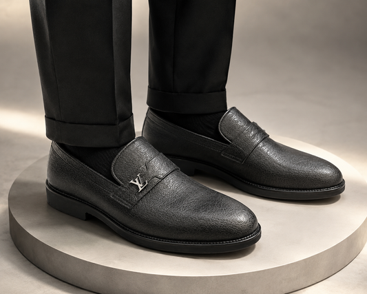 Premium Turkish Leather -  Black IF. Shoes with Silver Hardware- 7952