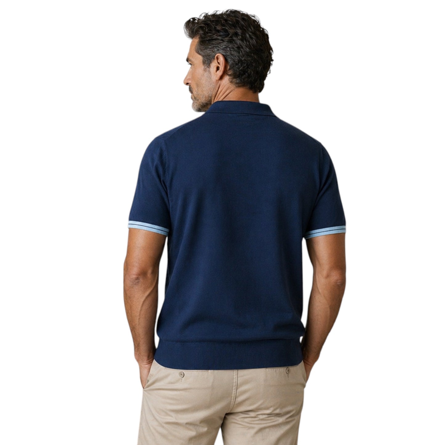 Refined Zip Polo - Navy Blue