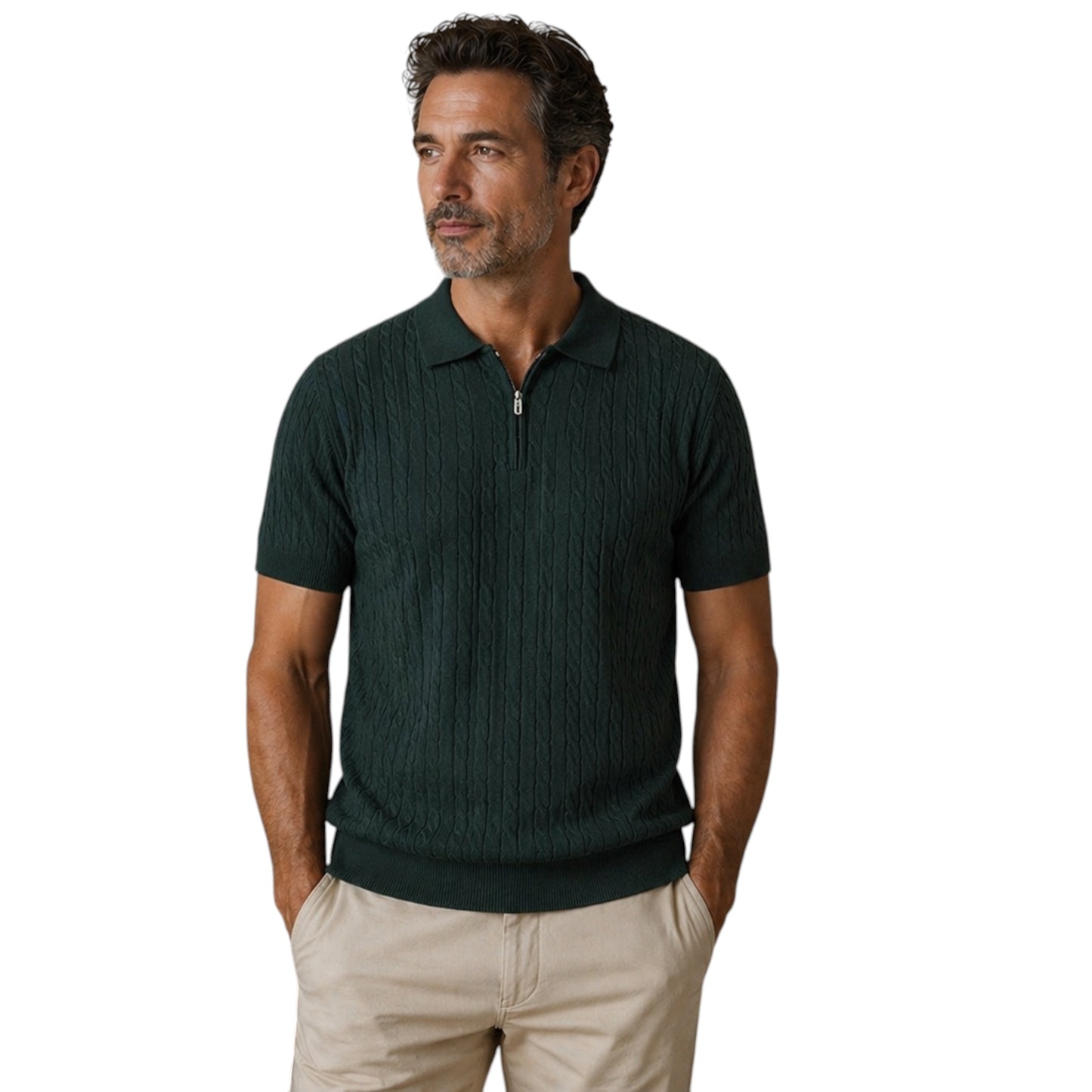 Refined Zip Polo - Deep Green