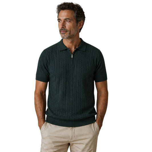 Refined Zip Polo - Deep Green
