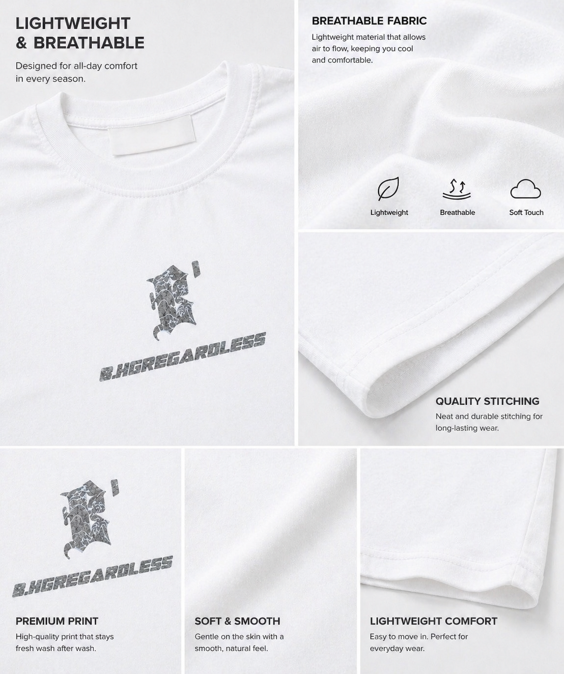 Comfortable  Summer T-Shirt- White