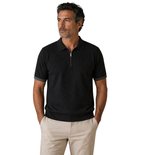 Refined Zip Polo - Black