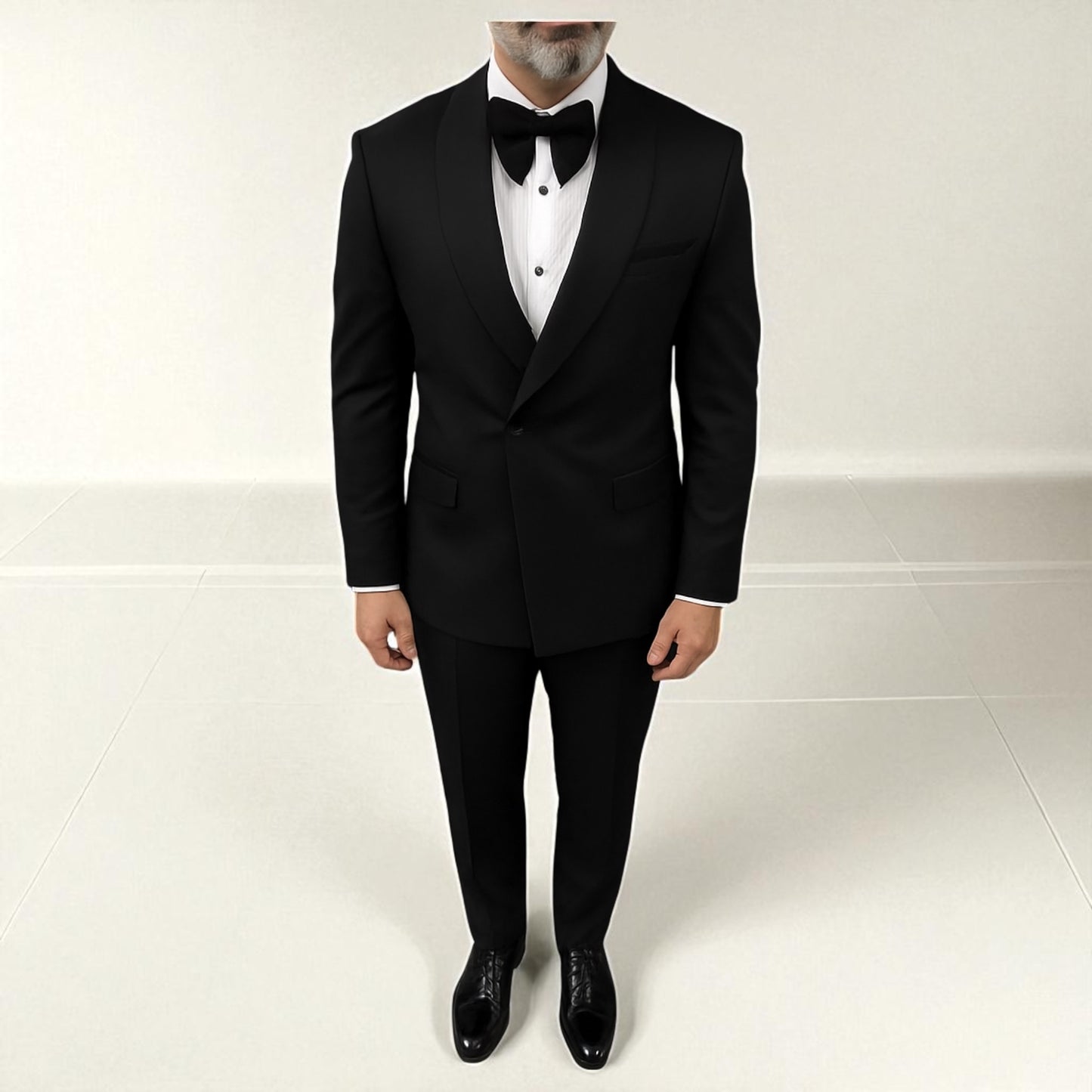 Stylish, Shawl Collar with one Snap button Suit- Slim Fit - Black