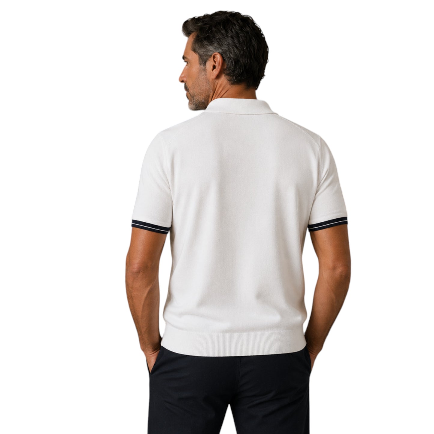 Refined Zip Polo - White