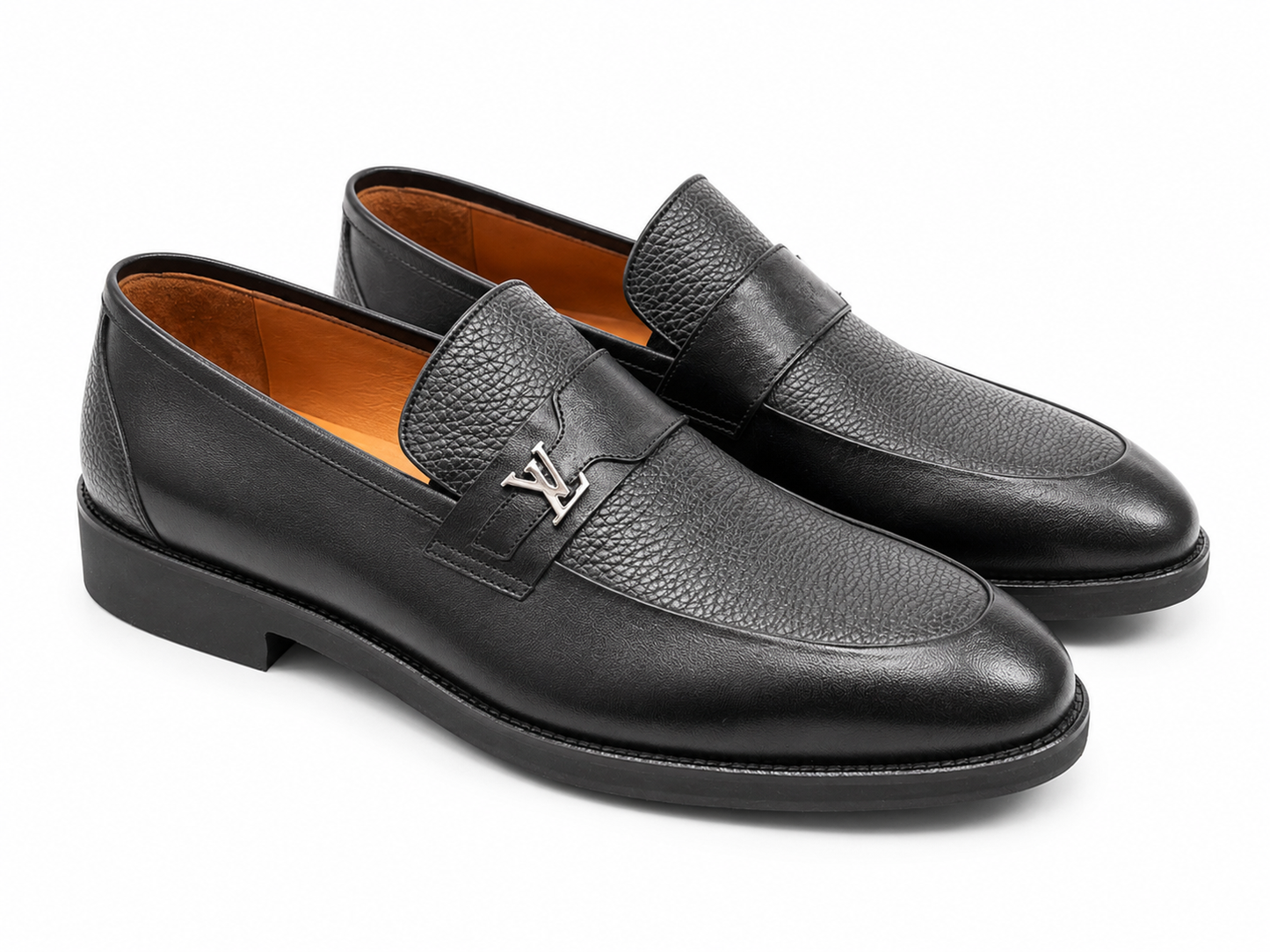 Premium Turkish Leather -  Black  IF. Shoes with Silver Pin - 7950