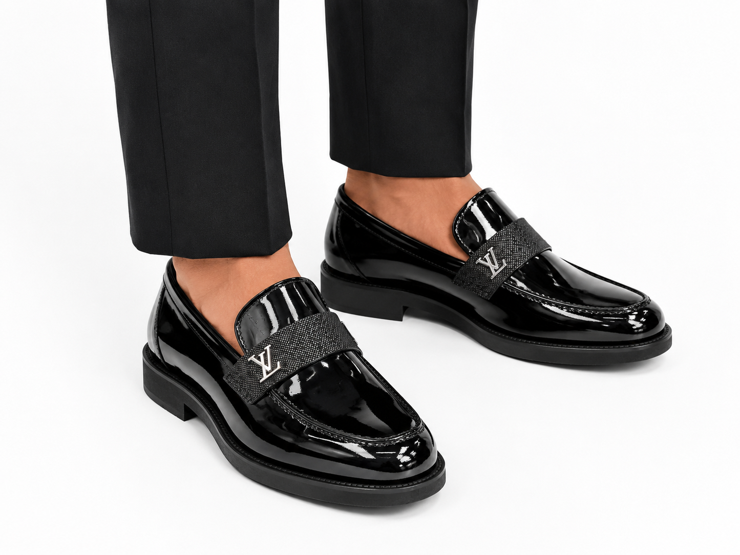 Premium Turkish Leather -  Black  IF. Shoes with Glossy Finish and Detailed Stitch- 3477
