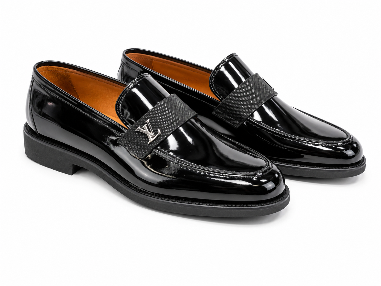 Premium Turkish Leather -  Black  IF. Shoes with Glossy Finish and Detailed Stitch- 3477