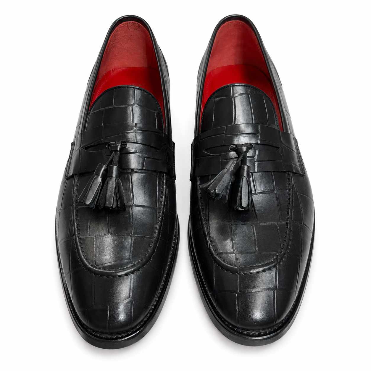 Black Istanbul Fashion by Raad Red Bottom Shoes With Unique Textured Leather -602