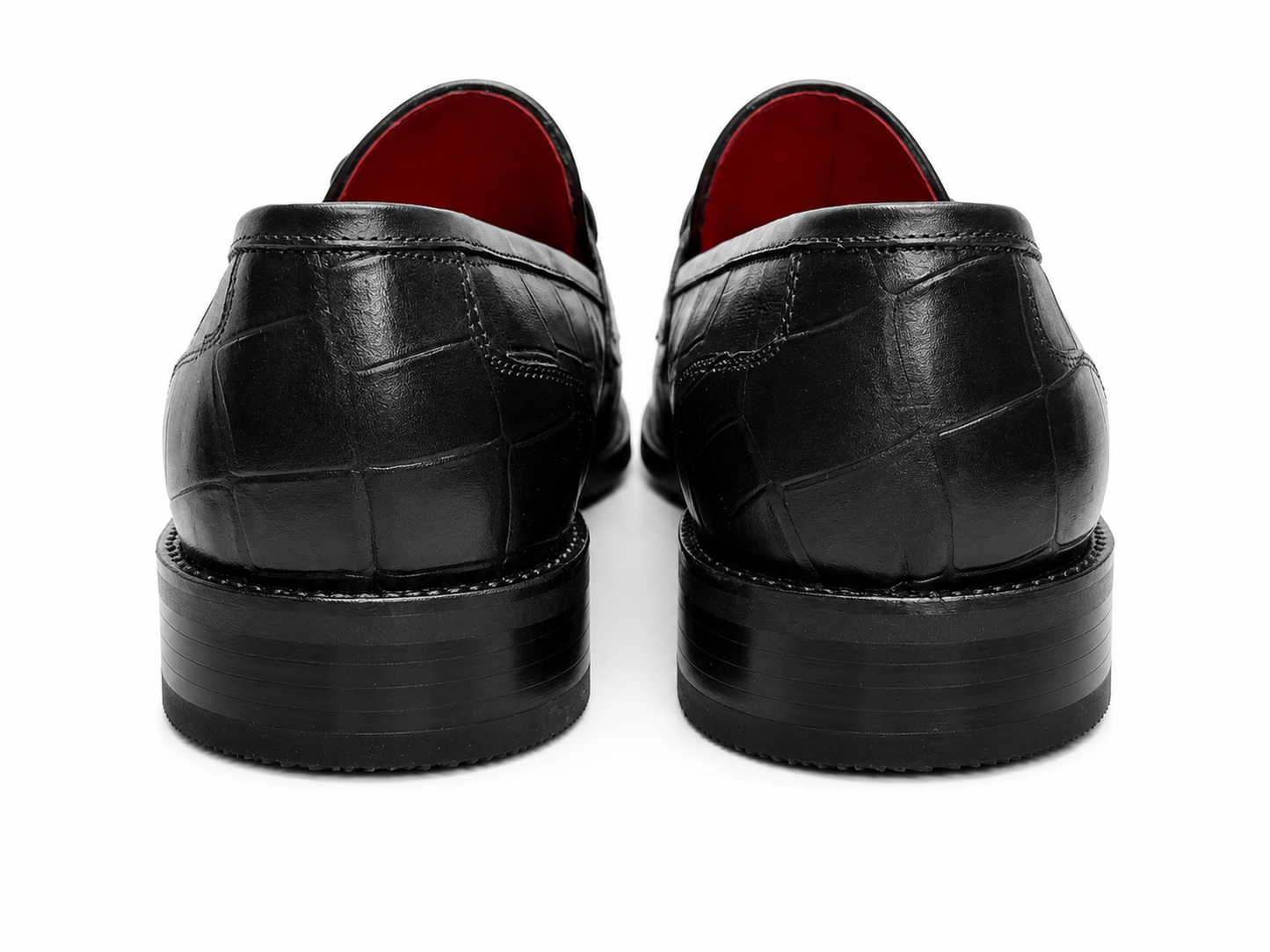 Black Istanbul Fashion by Raad Red Bottom Shoes With Unique Textured Leather -602