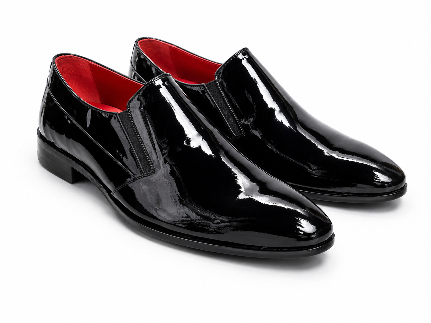 Black Istanbul Fashion by Raad Red Bottom Shoes With Shiny Finish-746