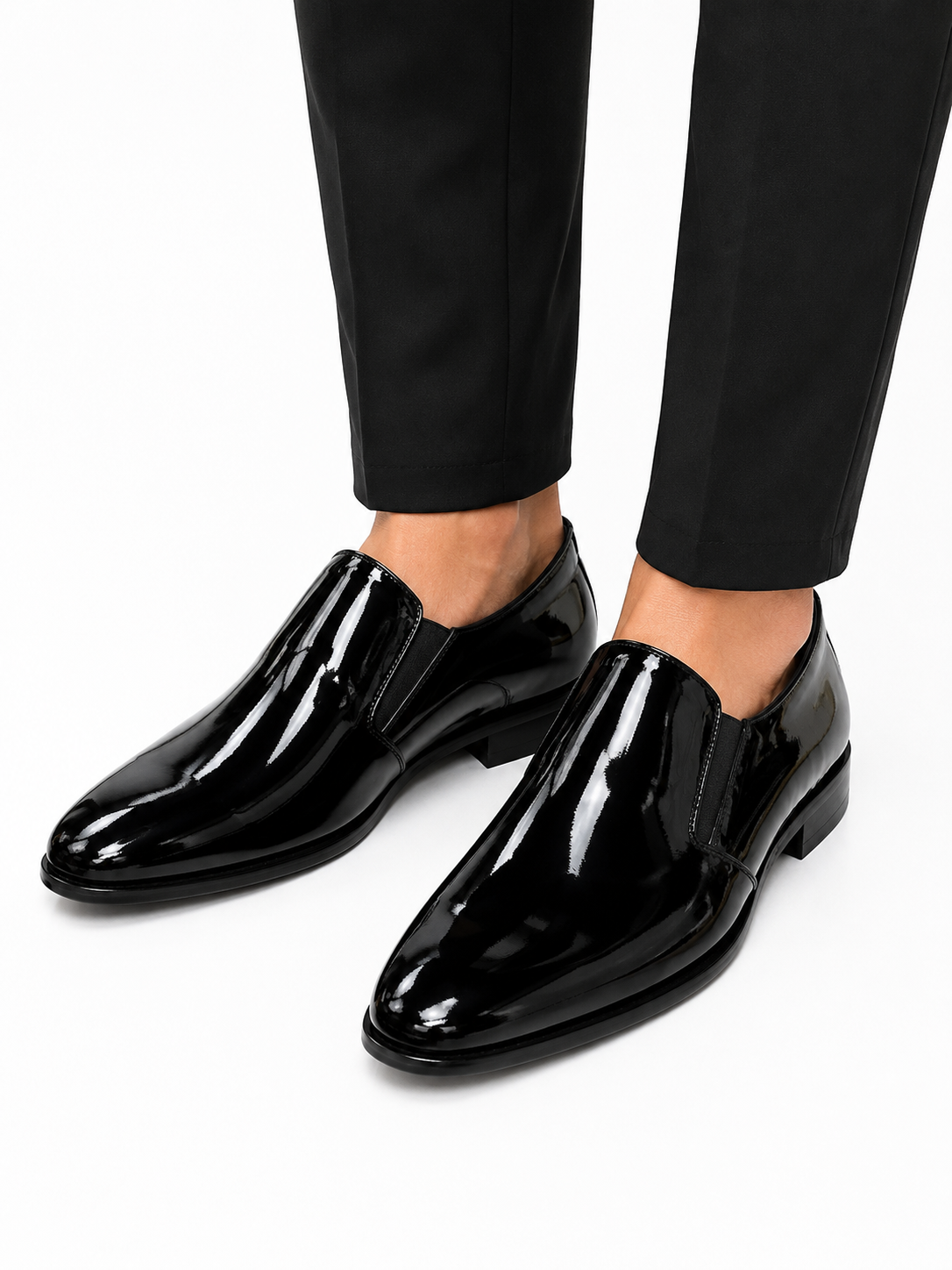 Black Istanbul Fashion by Raad Red Bottom Shoes With Shiny Finish-746
