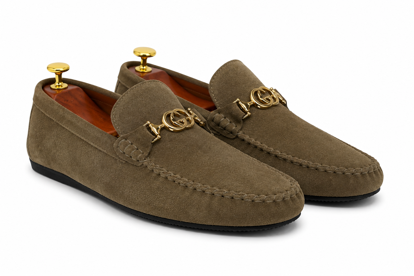 Velvet  Beige  Slip On -Rubber Bottom--Silver Finish Metal Details-134 5671