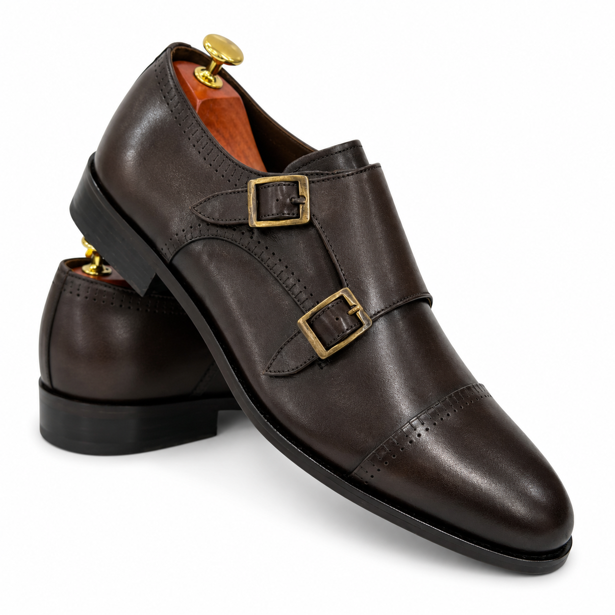 Darkest  Brown Elegant  Shoes with Detailed Belts on the Side Giving that Luxury Finish-74 88159